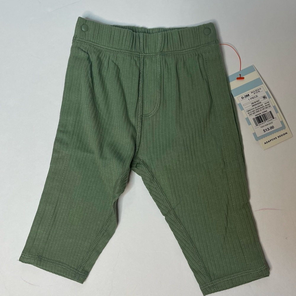 Cat & Jack Unisex Green Adaptive Side Snap Pants Bottoms for Baby. New!